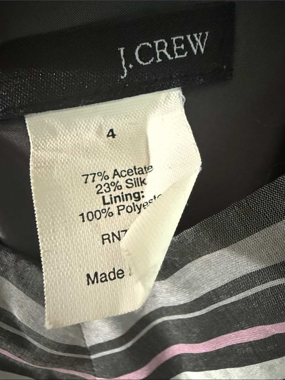 J. Crew Gray Midi Slip Dress with Pink and Cream Stripes - Picture 2 of 8